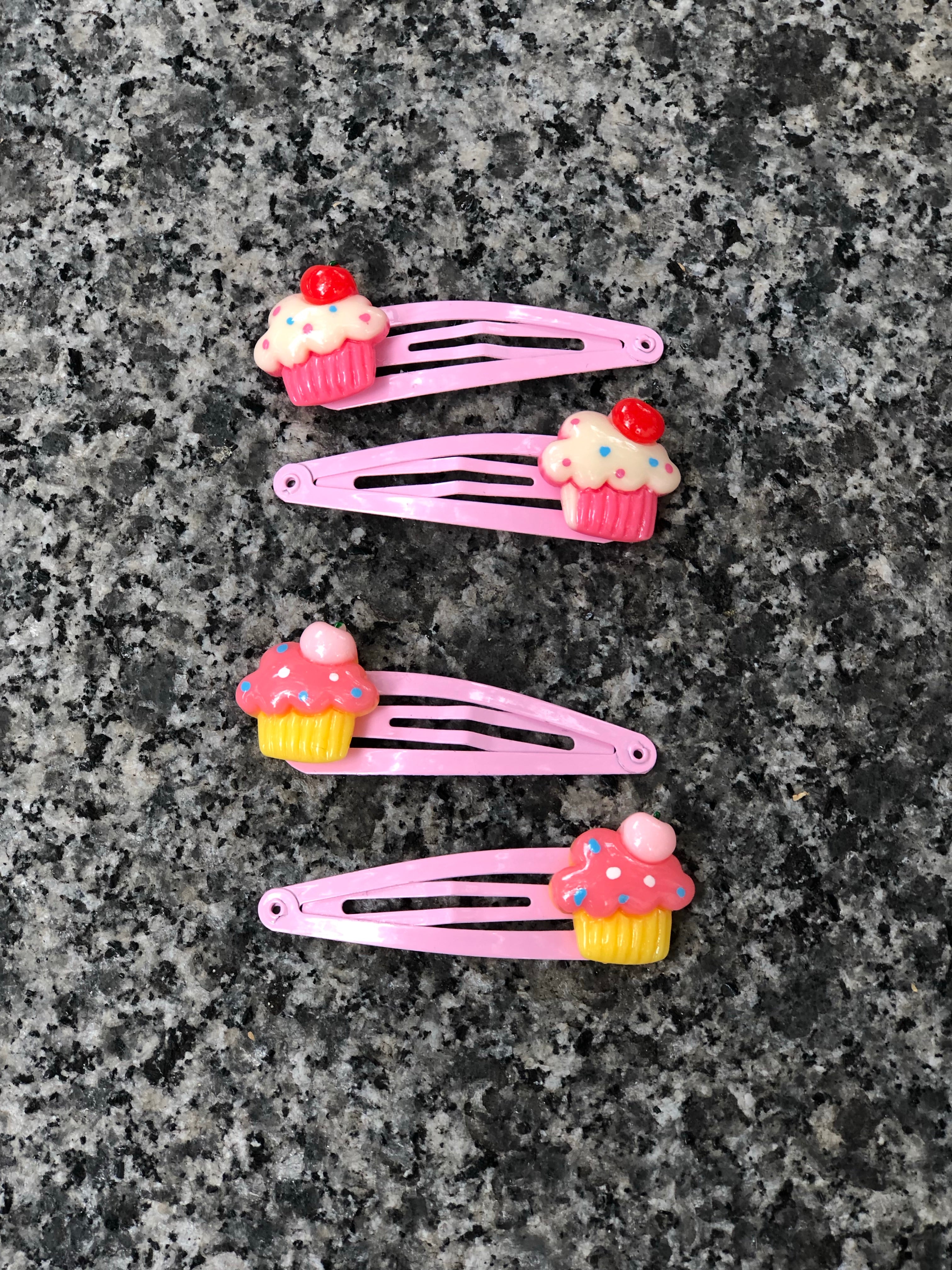 Cupcake hair clips 2 pairs